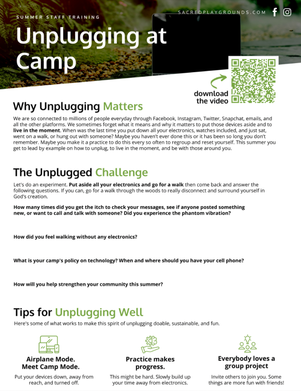 Unplugging at Camp Staff Training Module - Image 2